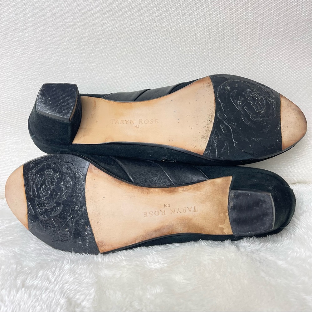 Taryn Rose Black Suede Shoes | Zip Up Bootie Low Heel Pumps | Size 9 - Picture 10 of 11